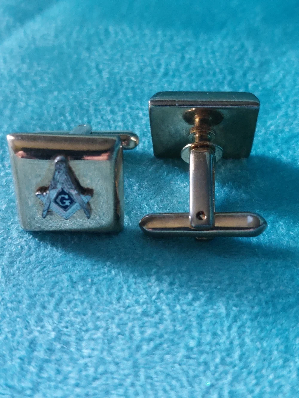 Freemason Cufflinks, Lot of Two Pairs, Brands Hickock & Foster Goldtone, Vintage
